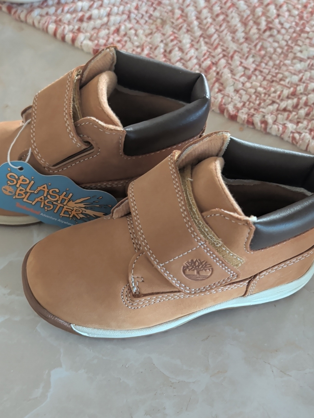 Timberland Kids Tan and Dark Brown Hook-and-Loop Boots